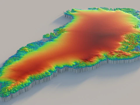 Greenland Terrain Map 3D Model