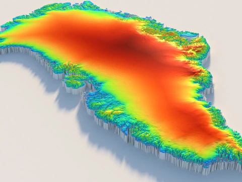 Greenland Terrain Map 3D Model