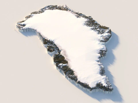Greenland Terrain Map 3D Model