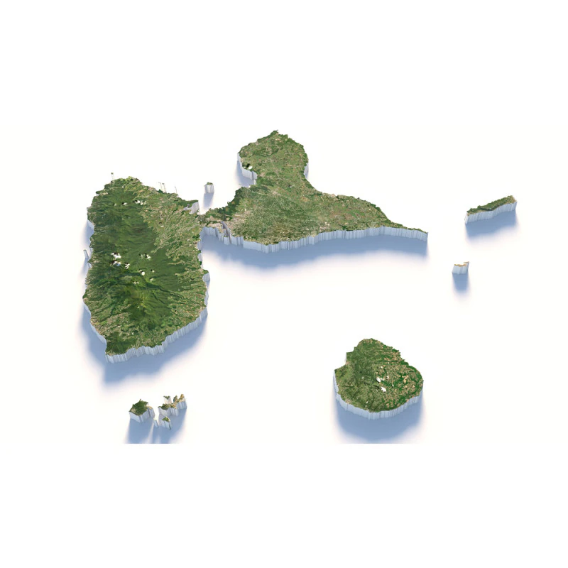 Mapa terenu Gwadelupy Model 3D .c4d .max .obj .3ds .fbx .stl .blend 