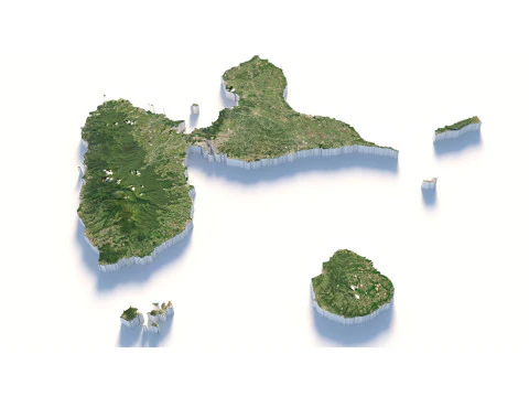 Карта рельєфу Гваделупи 3D Модель