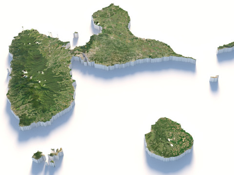 Guadeloupe Terrain Map 3Dモデル