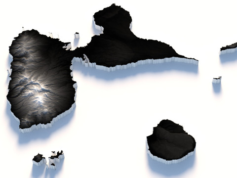 Guadeloupe Terrain Map 3Dモデル