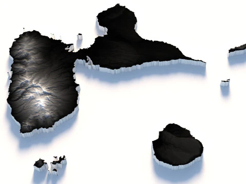 Mapa terenu Gwadelupy Model 3D