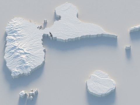 Guadeloupe Terrain Map 3Dモデル