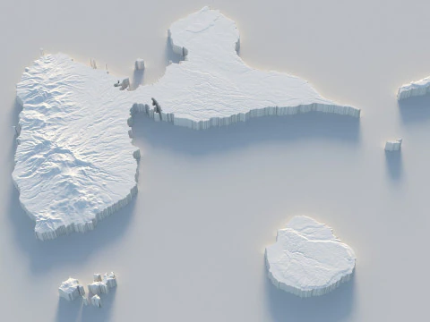 Mapa terenu Gwadelupy Model 3D
