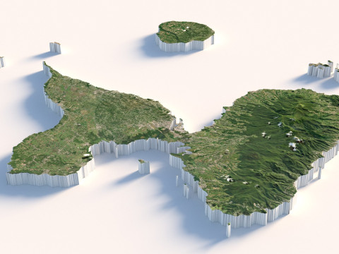 Guadeloupe Terrain Map 3Dモデル