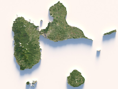 Guadeloupe Terrain Map 3Dモデル