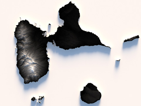 Guadeloupe Terrain Map 3Dモデル