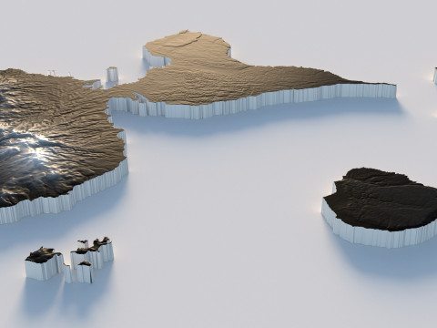 Guadeloupe Terrain Map 3Dモデル