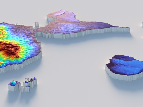 Guadeloupe Terrain Map 3Dモデル