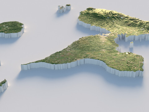 Guadeloupe Terrain Map 3Dモデル