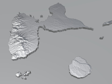 Guadeloupe Terrain Map 3Dモデル