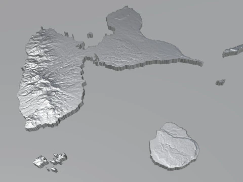 Mapa terenu Gwadelupy Model 3D