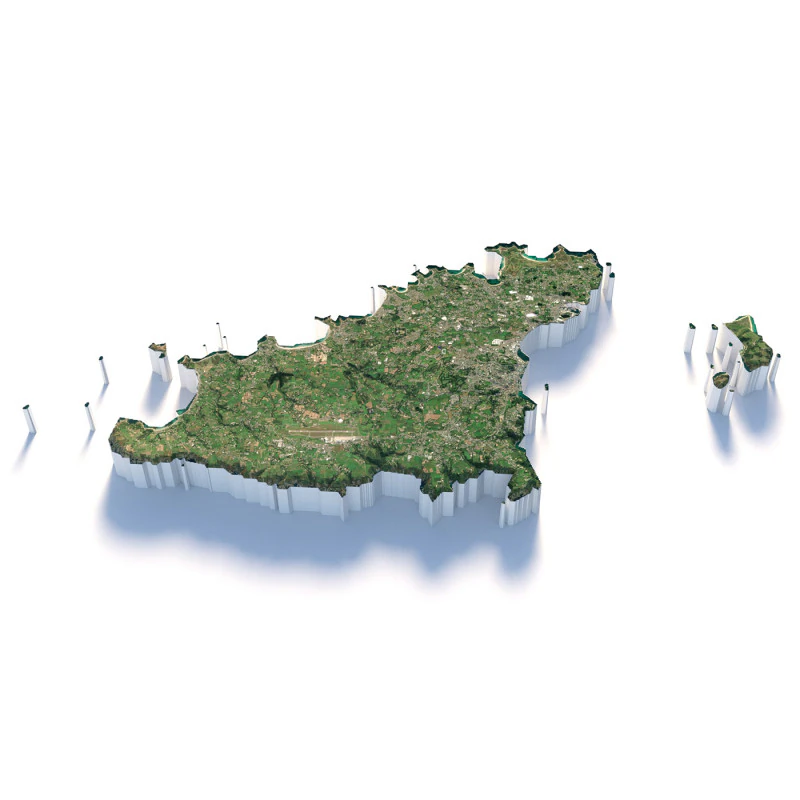Guernsey Terrain Map 3D Model .c4d .max .obj .3ds .fbx .stl .blend