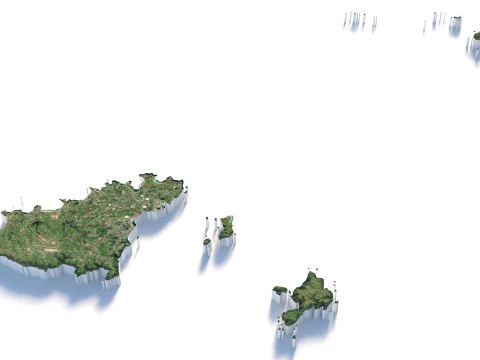 Guernsey Terrain Map 3D Model