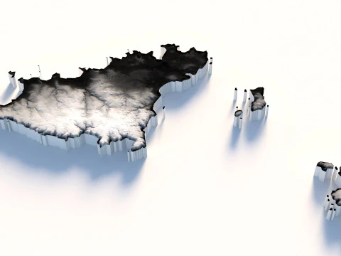 Guernsey Terrain Map 3D Model