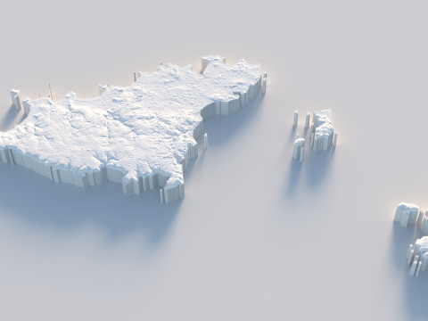 Guernsey Terrain Map 3D मॉडल