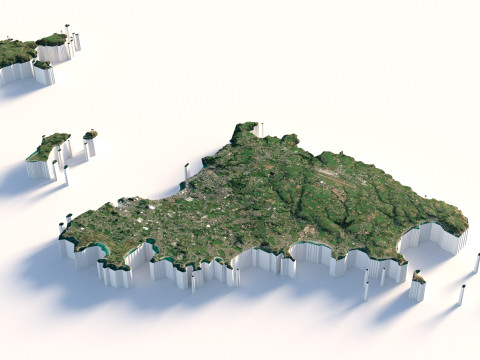 Guernsey Terrain Map 3D मॉडल