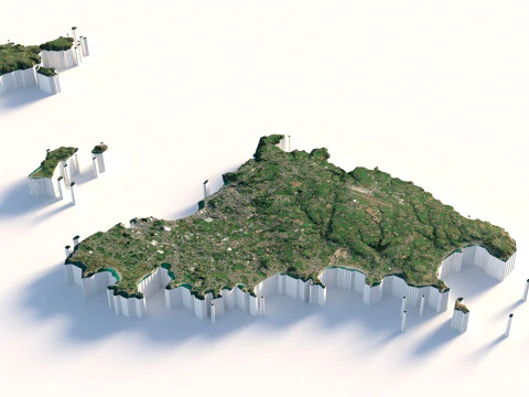 Guernsey Terrain Map 3D Model