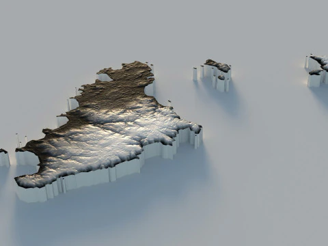Guernsey Terrain Map 3D Model