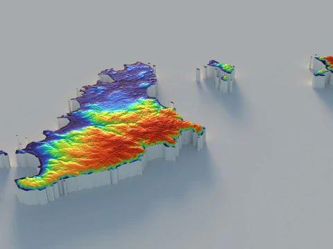 Guernsey Terrain Map 3D Model