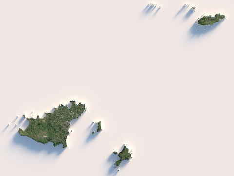 Guernsey Terrain Map 3D मॉडल