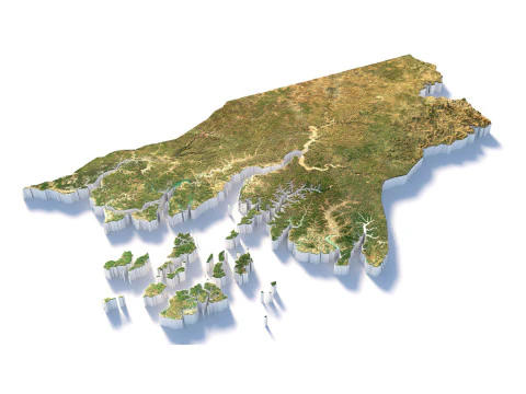 Mapa terenu Gwinei Bissau Model 3D