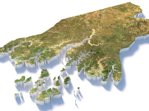 Guinea Bissau Terrain Map 3D Model