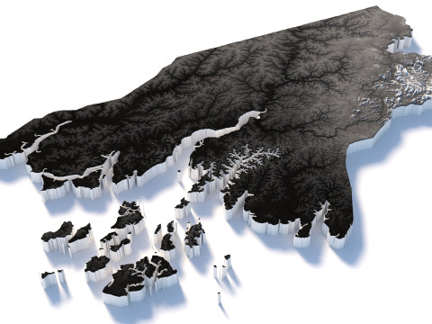 Guinea Bissau Terrain Map 3D Model