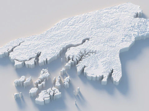 Guinea Bissau Terrain Map 3D Model