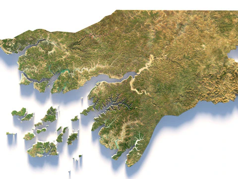 Guinea Bissau Terrain Map 3D Model