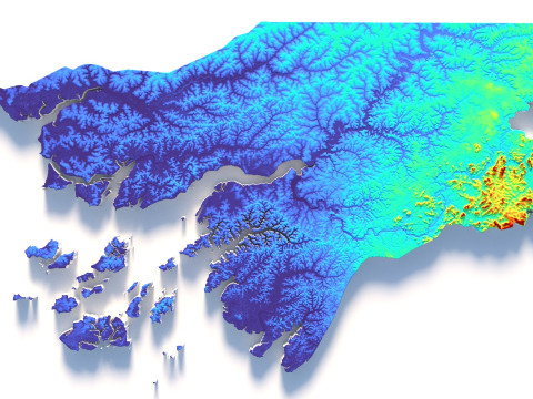 Guinea Bissau Terrain Map 3D Model