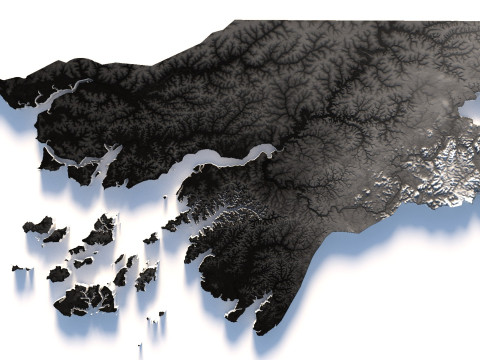 Guinea Bissau Terrain Map 3D Model