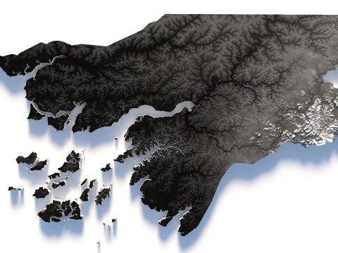 Guinea Bissau Terrain Map 3D Model
