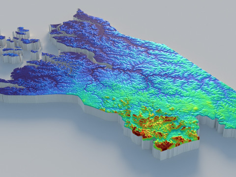 Guinea Bissau Terrain Map 3D Model