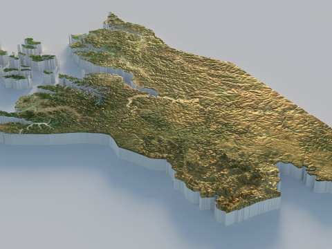 Guinea Bissau Terrain Map 3D Model