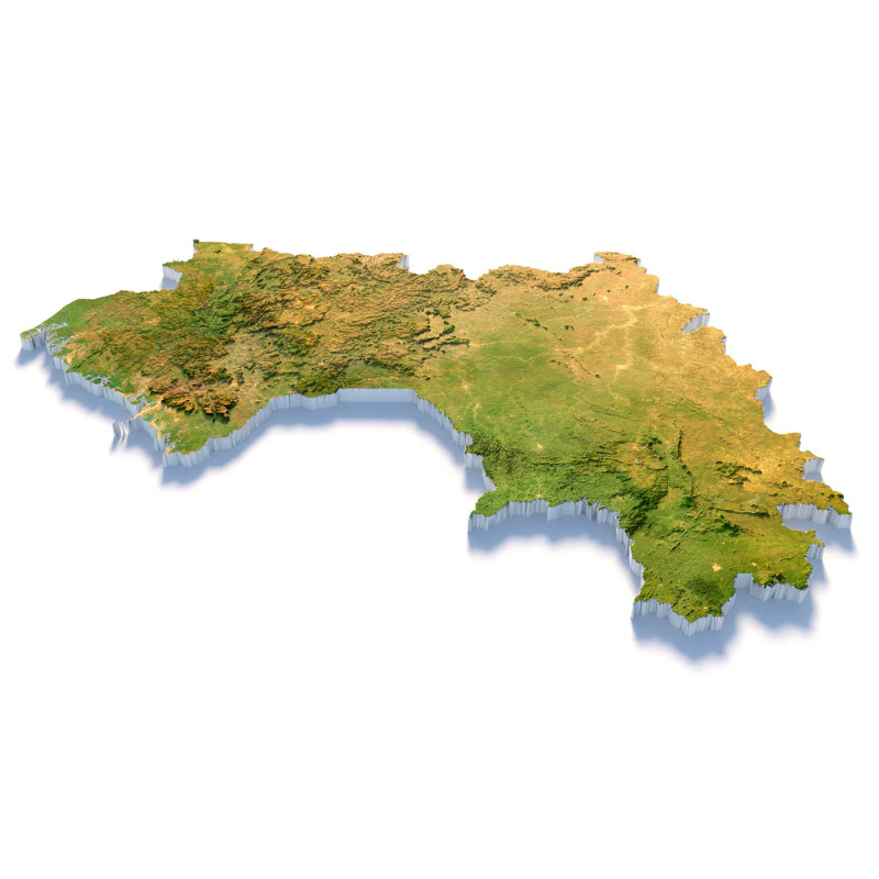 Guinea Terrain Map 3D Model .c4d .max .obj .3ds .fbx .stl .blend 