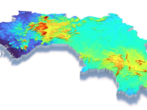 Guinea Terrain Map 3D Model