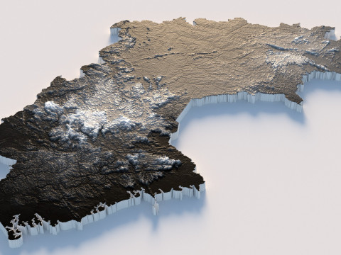 Guinea Terrain Map 3D Model