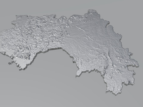 Guinea Terrain Map 3D Model