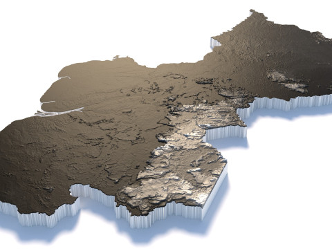 Guyana Terrain Map Modello 3D