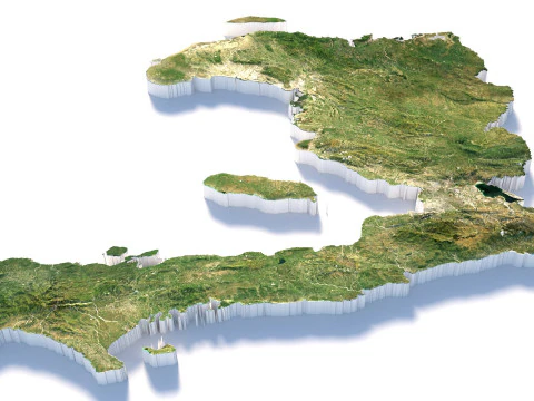 Haiti Ayiti Terrain Map 3D Model