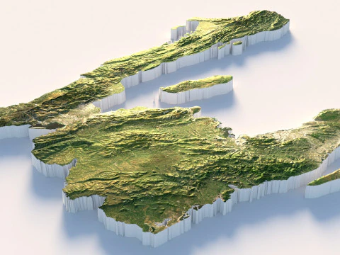 Haiti Ayiti Terrain Map 3D Model