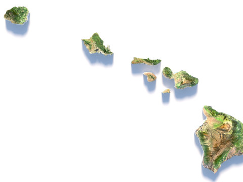 Hawaii Terrain Map Modèle 3D