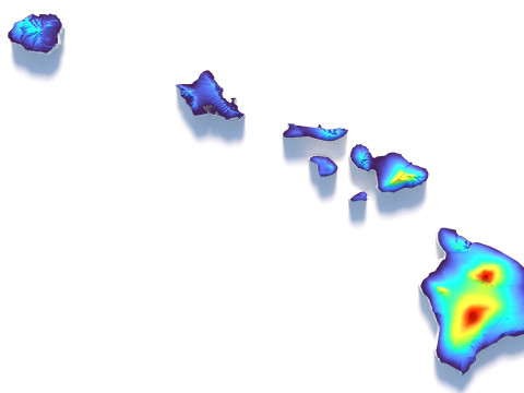 Hawaii Terrain Map Modèle 3D