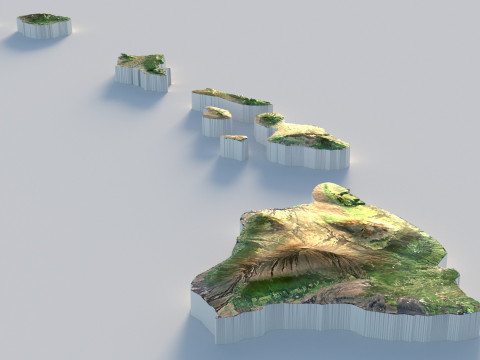 Hawaii Terrain Map Modèle 3D