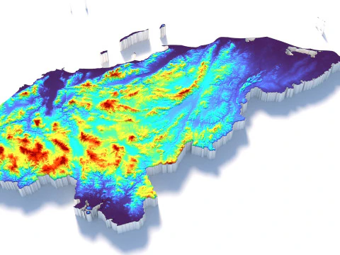 Mapa terenu Hondurasu Model 3D