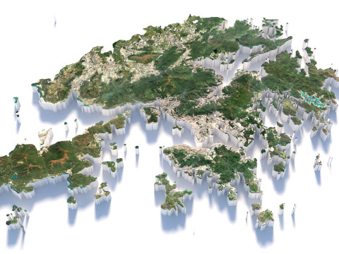 Hong Kong terrain map 3D Модель