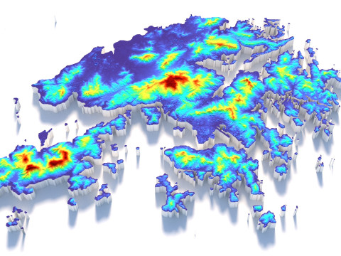 Hong Kong terrain map 3D Модель